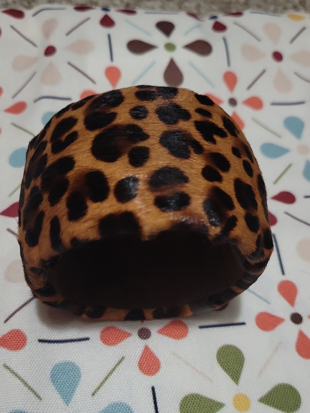 Natasha Leather Cheetah Print Faux Fur Cuff Bracelet - Brown & Black